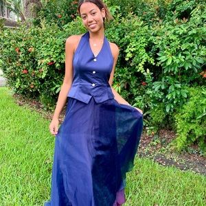 Beautiful navy, halter maxi dress